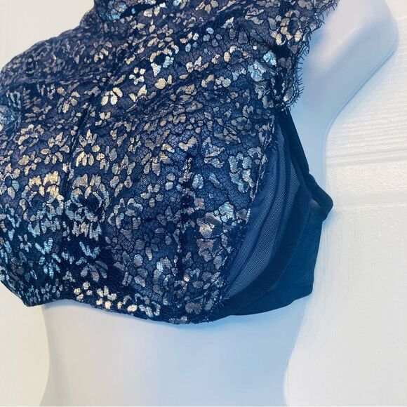 Victoria’s Secret High Neck Dream Angels Unlined Demi Bra Blue  Lace Sz 32DD NEW - Picture 5 of 12